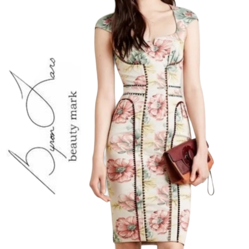 New with Tags Anthropologie Byron Lars Bea & J Botanical Sheath Dress